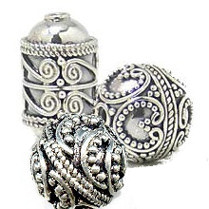 Sterling Silver beads of Bali origin are quite ornate and made by hand